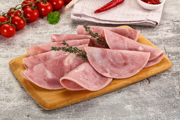 Sliced pork ham sausages slices
