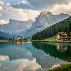 beautiful view of the lake misurina lago di misur