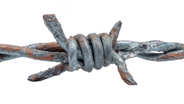 Rusty barbed wire close-up