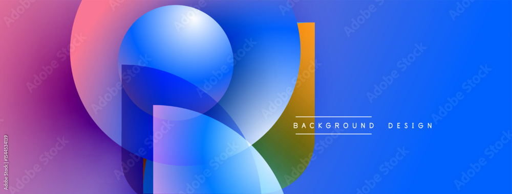 Poster Abstract shapes blend vibrant colors. Gradient hues create dynamic visual effect. Modern design suitable for backgrounds, presentations.
