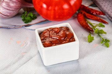 Salsa dip with chili and tomato