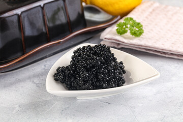 black sturgeon caviar in the bowl