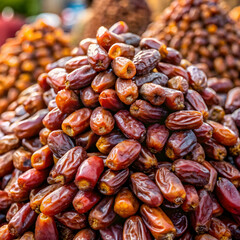Obraz premium heap of sun dried dates on the market