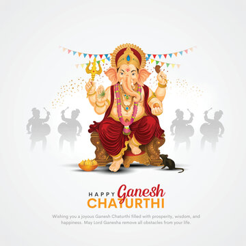 Vector illustration of lord ganpati for happy Ganesh Chaturthi festival of India. Creative celebration background design.