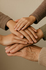 Fototapeta premium Generations Unite Hands Showing Family Bond Support and Love Connection