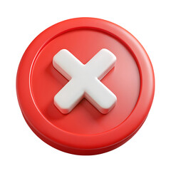 Obraz premium Red circle cross button icon isolated on transparent background