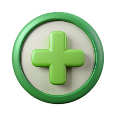 Fototapeta premium Green plus icon in circle button isolated on transparent background