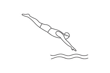 Diving continuous one line drawing minimalism design