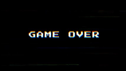 Game over glitch text animation. 4K video - Powered by Adobe