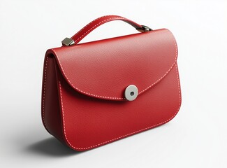 3D image A red leather purse isolated on a clean white background, simple and stylish product presentation