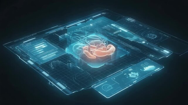 Futuristic 3D Brain Interface on Digital Display for High-Tech Medical Analysis