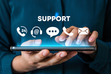 Person using a smartphone to access customer support options online