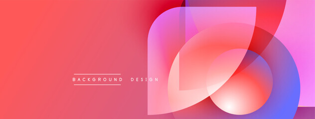 Abstract background features vibrant overlapping shapes. Gradient blends pink, purple, blue hues. Modern design element for digital projects.
