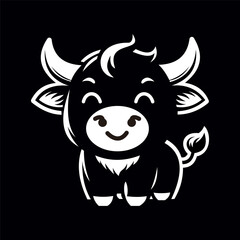 Cute bull logo or icon. simple and elegant. Logo silhouette. Vector illustration