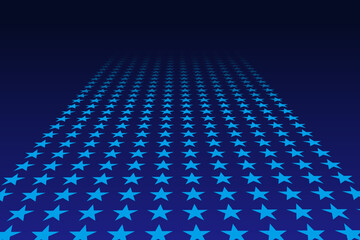 Stars background vector in perspective style. blue stars pattern on dark blue background.