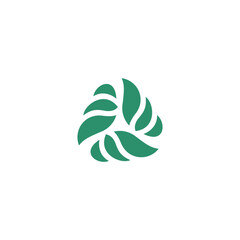 Abstract three leaf logo. leaf icon dynamic green color organic