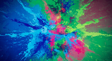Abstract explosion of vibrant colors radiating outwards, creating a dynamic and energetic visual effect.