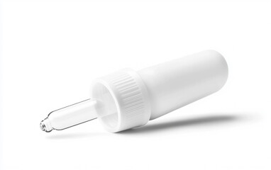 A minimalist white dropper bottle with a sleek design, ideal for precise liquid dispensing in beauty or health applications. Generative AI.