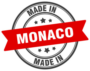 Made in Monaco round sign. Made in Monaco stamp.