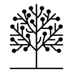 Line Art Tree Icon, Vector, Illustration, Outline, Line Art, Silhouette, Logo, White Background.