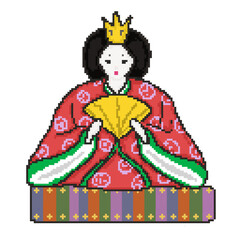 Pixel Art of Japanese Empress Doll for Hinamatsuri

