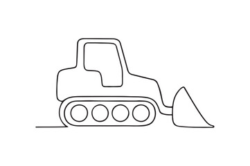 Tracked Tractor continuous one line drawing minimalism design