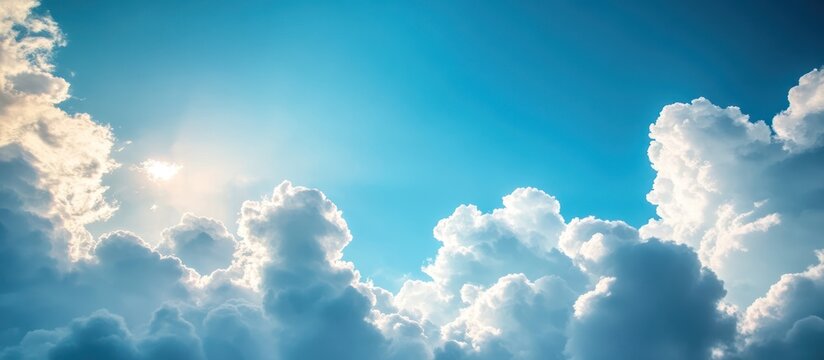 Bright sky with fluffy clouds