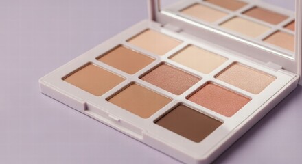 Fototapeta premium Bridal Eyeshadow Palette on Soft Lavender Background