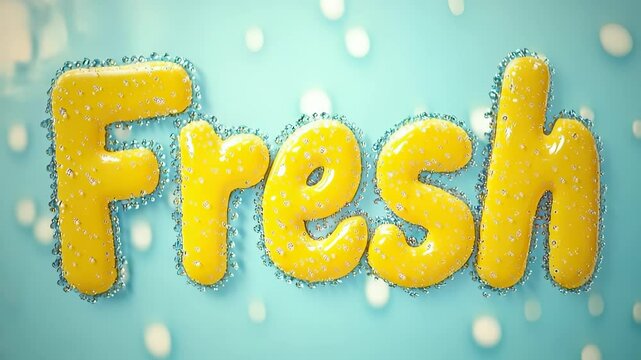 Awaken fresh: glistening water drops ripple across the screen as the word Fresh forms slowly, capturing the sensation of clean beginnings, light energy, and rejuvenating natural essence