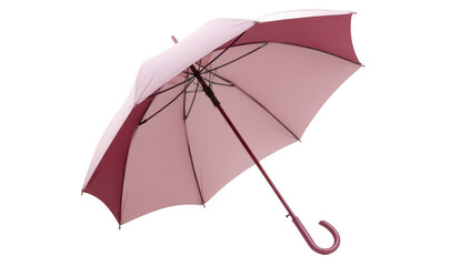 Pink umbrella open on a plain background