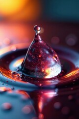 Intensely colored water droplet closeup, nature's art , rain, texture, vibrant