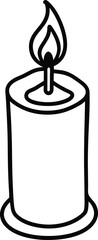 Minimal line art candle with small flame and smooth outline