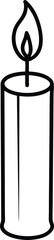 Elegant candle vector with visible flame and line drawing style