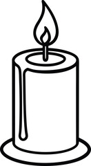 Straight black outline candle vector with elegant simplicity