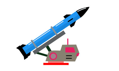 Missile Launcher Vector Illustration – Modern Military Weapon System for Defense, Combat, or War Technology Design