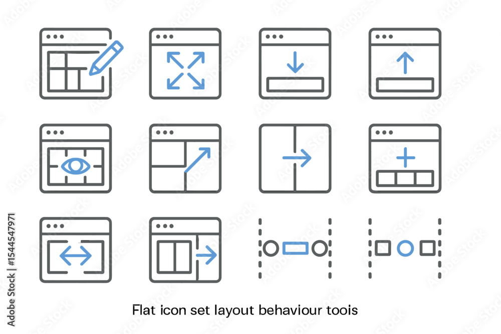 Poster user interface layout icons for design and development tools