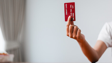Credit card transaction home office digital finance indoor setting close-up view consumer confidence
