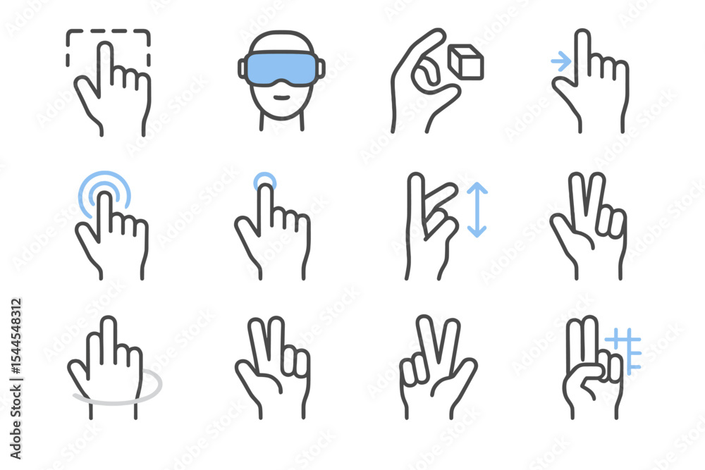 Poster virtual reality gesture controls for interactive touch interfaces