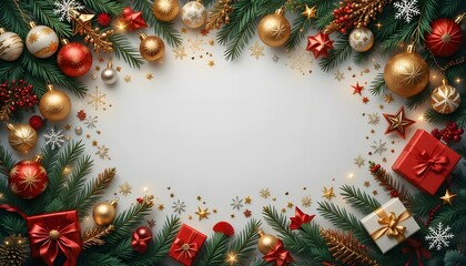 Festive Christmas Card with New Year Symbols and Space for Text &ndash; Holiday Greeting Design