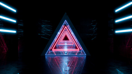 3D rendering, abstract background with blue and pink neon