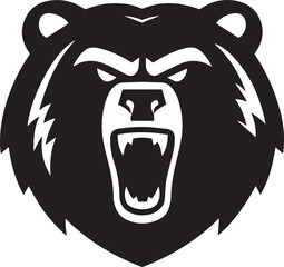 Angry Bear Head Silhouette Vector, Fierce Wild Animal Logo Icon