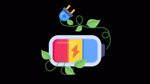 Chargeable Battery 2D Flat Animations on Transparent background