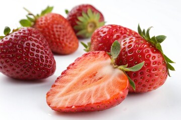 Juicy Red Strawberries: Vibrant Fruit Photography for Food Blogs & Websites Isolate on white background