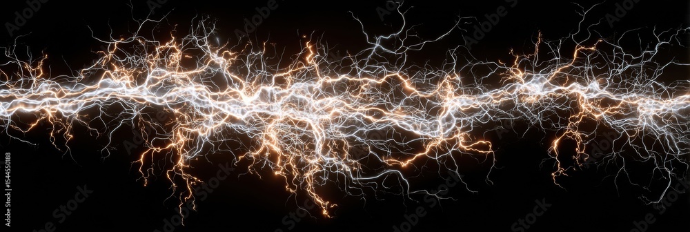 Poster dopamine rush depicted through abstract representation of lightning and sparks with clear background