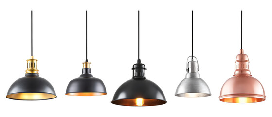Pack Collection Industrial Pendant Lights Modern Farmhouse Lighting Fixtures set against transparent background