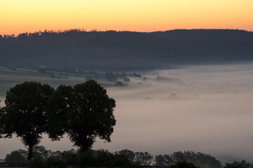 Morning landscape from the area called Struth near the german city Hallenberg