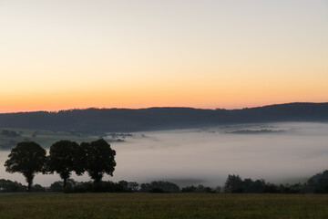 Morning landscape from the area called Struth near the german city Hallenberg