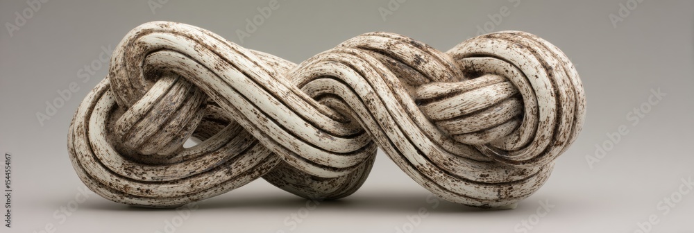 Poster Unique Abstract Sculpture Illustrating Tension and Flow Through Intricate Curved Lines and Knots in a Clay-Inspired Design