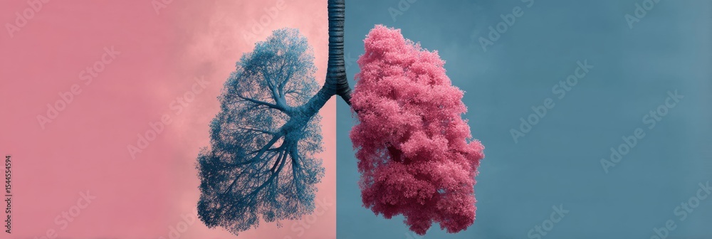 Poster clear comparison of lung cancer and asthma symptoms highlighting differences in lung health and resp