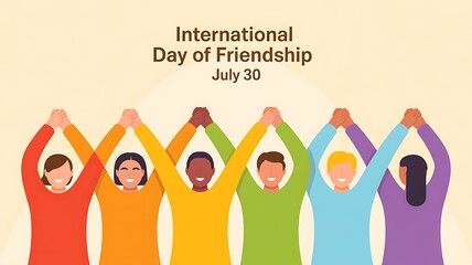International day of friendship diverse friends holding hands